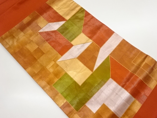 引箔幾何学模様名古屋帯